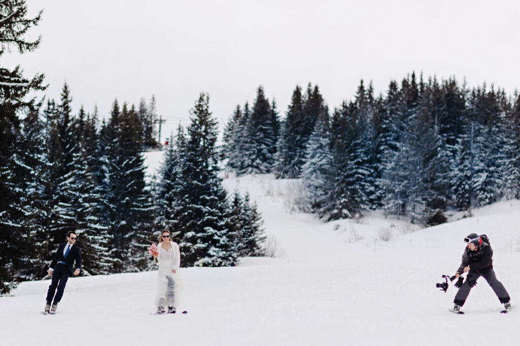 Skiing wedding videographer Geoff Davies (our wedding videographers)